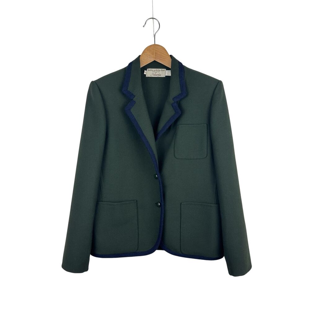 VTG Mila Schon Due Green Wool Blazer